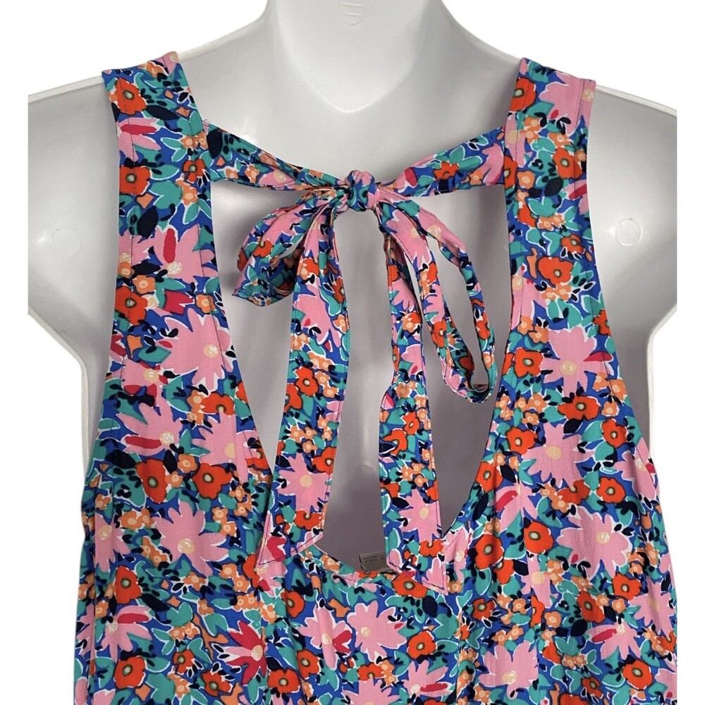 LOFT Floral Dress Daisy Tie Back Flounce Sleeveless - Picture 6 of 8